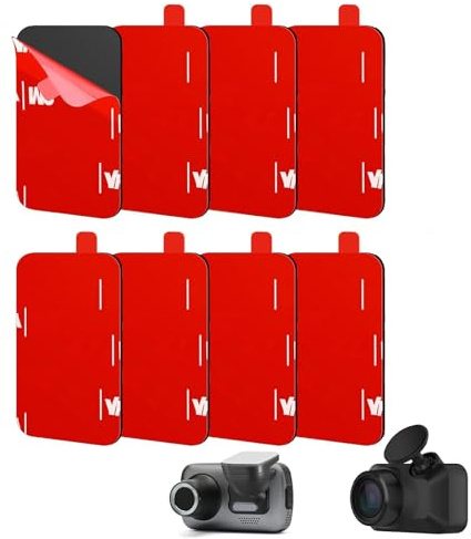 UZYXC 8 Pezzi Nastro Biadesivo Extra Forte per Dashcam, Nastro Adesivo da Montaggio ad Alta Tenacità, Resistente al Calore e all'Acqua, Per Supporto Vantrue, Garmin, Nextbase (8 Pads)