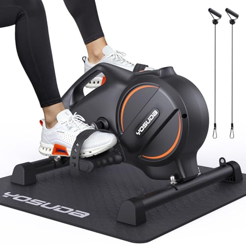 YOSUDA Pedaltrainer, Beintrainer für Zuhause mit 2 Widerstandsbändern und Rutschfester Matte, Mini Heimtrainer für Senioren, Arm und Beintrainer im Sitzen, 16-stufiger Einstellbarer Widerstand
