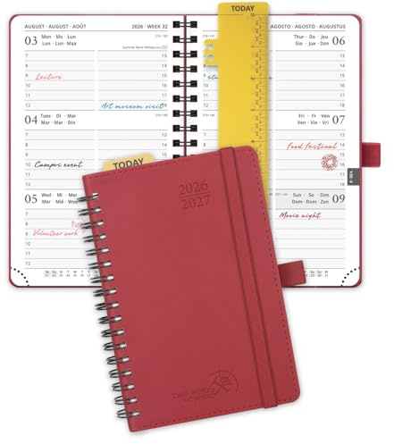 POPRUN Taschenkalender 2026 2027 Kalender A6 Spiralbuch mit Softcover