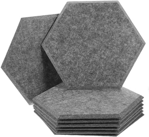 WHAMVOX 8pcs Hexagonal Felt Acoustic Sound Panels Deep Gray Soundproofing Wall Panels for Noise Reduction and Sound Absorption in Studios and Offices