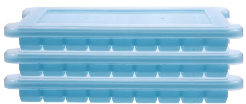 NULYLU 3pcs Silicone Ice Cube Mold Tray with Cover Flexible Easy-release Ice Maker for Freezer DIY Jelly Chocolate Soap Candle Molding Blue