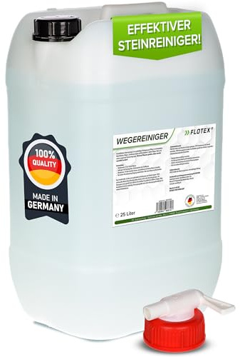 FLOTEX Hocheffektiver Wegerein 1x25 Liter | Steinreiniger Intensiv Aussen entfernt starke Verschmutzungen | Flechtenentferner für Pflastersteine, Terrassenplatten & Beton | Made in Germany