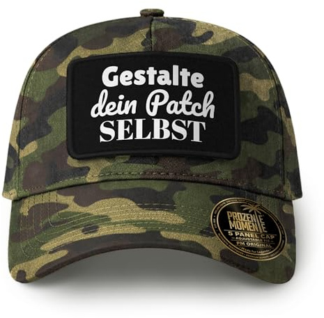 Personalisierte Cap mit Patch - 5 Panel Baseball Cap mit abnehmbarem Klett-Patch und verstellbarem Snapback-Verschluss Unisex – Party Accessoire für Malle, Festival, Urlaub, lustige Caps