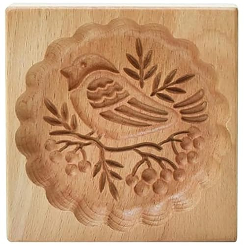 Moldes de galletas de madera, molde de mantequilla tallado en 3D, sellos de galletas antiadherentes de 3, 9 pulgadas, moldes reutilizables para hornear, molde de mantequilla de madera