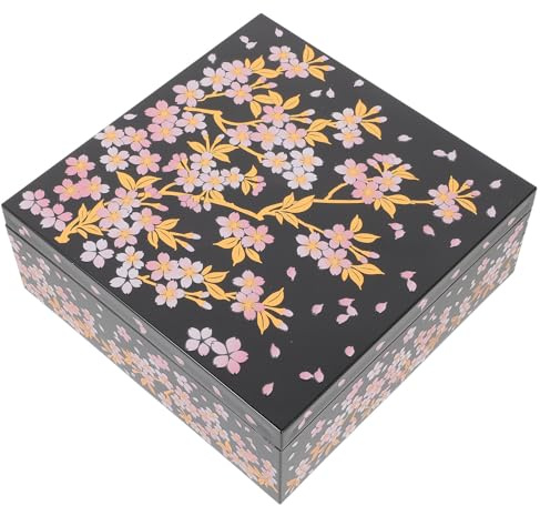 SOLUSTRE Caja Bento Japonesa Diseño de Flor de Cerezo, Capacidad Grande, Plástico Seguro y Multifuncional para Reuniones Familiares y Decoración del Hogar