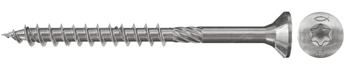 fischer Power-Fast FPF-ST 5,0 x 100 A2P - Spanplattenschrauben mit Teilgewinde und Senkkopf, zur Befestigung von tragenden Bauteilen in Holz, nicht rostender Stahl - 200 Stück - Art.-Nr. 657097