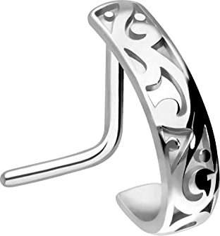 PIERCINGLINE Chirurgenstahl Nasenpiercing orientalisches Design Piercing Nase Stecker Silberfarben