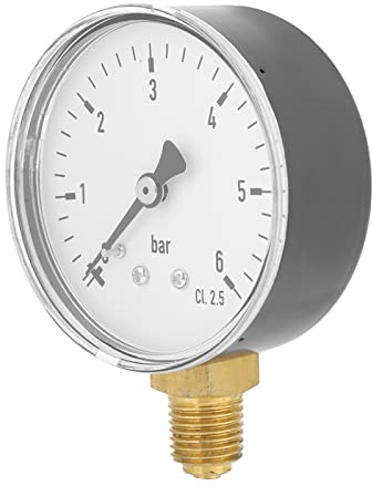 60mm Industriemanometer 0-6 Bar Präzisions Druckmesser für Gas Wasser Öl 1/4 NPT Messinggewinde Robuste Metallbauweise TS-60-6