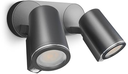Steinel LED Strahler Spot DUO SC Connect, smarte Außenwandleuchte, Bewegungsmelder, bedienbar per App, Zeitschaltuhr, 14.6 W, 3000K warmweiß, Anthrazit