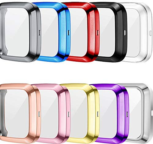 RuenTech Kompatibel mit Fitbit Versa 2 Displayschutzfolie Schutzhülle Vollschutz Weiche TPU Hülle Kompatibel mit Fitbit Versa 2 Smartwatch Slim Plate Hülle (10 Farben)