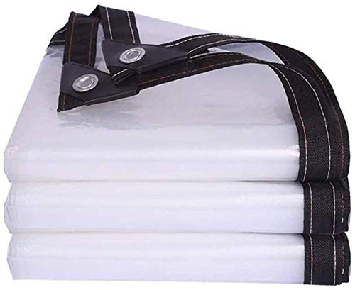 QIAOH Telone Impermeabile Trasparente 5x6m, Telo PVC Occhiellato Trasparente, Telone Copertura Protezione Piante Teloni Telo Impermeabile di Plastica Trasparente con Occhielli