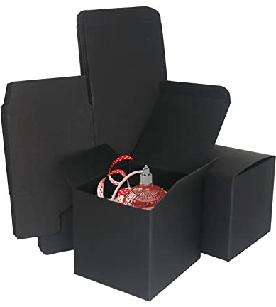 STRBOXONG Schwarze Kraftpapier-Geschenkboxen, 80x80x80mm, Mit Deckel für Party, Hochzeit oder Geburtstag - 25 Stück