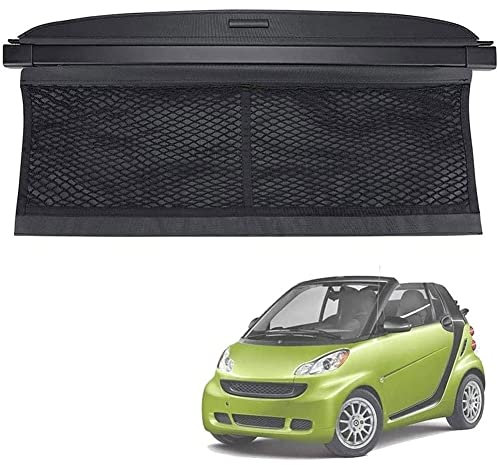 BNHHB Auto Laderaumabdeckung Kofferraum Ausziehbar für Smart 451 Fortwo 2007-2014, Ablagen Einziehbare Cargo Cover Rollo Abdeckung Schutz Shielding Security Trunk Parcel Sichtschutz Panel ZubehöR
