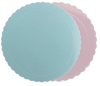 dekora - Base para Tartas de Cartón Redonda con Borde Ondulado - Perfecta para Tartas, Cupcakes y Postres en Fiestas y Eventos - 2 colores Azul y Rosa - Diámetro 30 Centímetros
