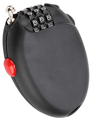 EVTSCAN 3 Digit Combination Lock with 2 Feet Retractable Steel Cable, Bike Cable Lock for Posts, Bike Racks or Fences, for Bike, Ski, Snowboard and Stroller
