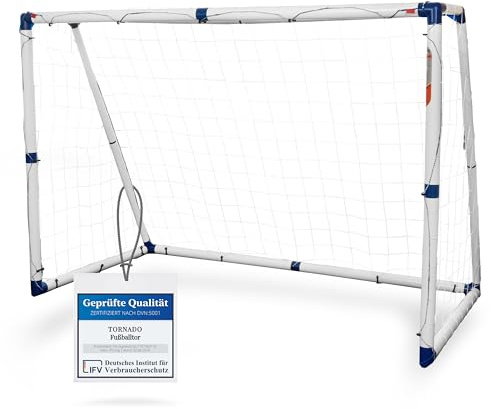Tornado 244PRO Fußballtor für Kinder & Jugendliche – 244 x 180 cm Garten Fußball Tor aus wetterfestem Kunststoff – stabil, robust auch für Park & Strand – für PU- und Soft-PVC-Bälle (244 x 180 cm)