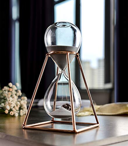 BOSUGE, Sanduhr aus transparentem Kristallglas, Dekoration, Sanduhr, Sanduhr, 30 Minuten, kreatives Geschenk for Zuhause, Schreibtisch, Bürodekoration ( Color : Champagne Metal Frame , Size : 30 minut