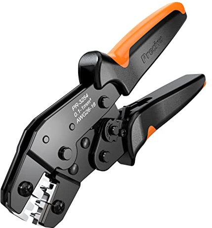 Preciva Crimping Tool AWG26-18, Ratchet Crimper Plier 0.1-1.0mm², JST Crimp Toolkit for 2.54mm 3.96mm, KF2510 etc. Connector, ATX, EPS, PCIE, SATA