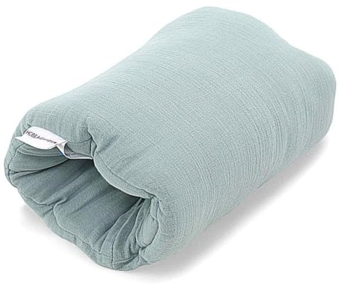 HOBEA-Germany Ministillkissen für unterwegs, Modell: Musselin graublau | OEKO-TEX® STANDARD 100 zertifiziert, IGR zertifiziert (ergonomisches Produkt) Stillmuff Reisestillkissen Armstillkissen