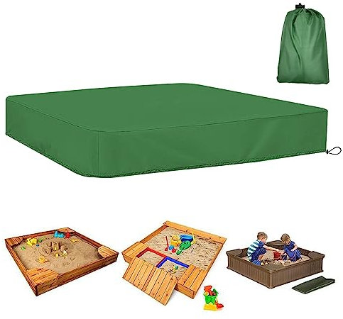 HAOMEEDUO Sandkastenabdeckungen Sandkasten Abdeckung Abdeckplane Wasserdicht 210D Oxford-Stoff Sandkastenplane Sandkasten Abdeckplane mit Kordelzug Aufbewahrungstasche für Sandkasten(155x155cm,Grün)