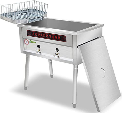 Freidora de gas de encimera comercial de 40 l/60 l, freidora profunda LPG, freidora profunda independiente, cocina al aire libre de acero inoxidable, for papas fritas, restaurante, cocina casera