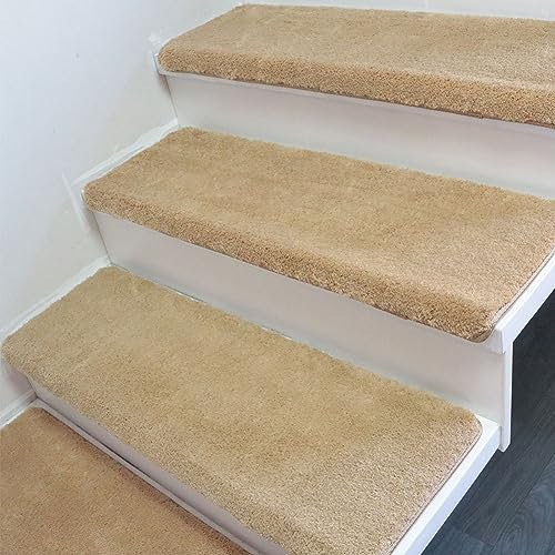 1pc Treppenstufen Matten,Stufenmatten Innen Weiche Treppenteppich für Holzstufen Anti-Rutsch Treppen-Teppich Modern Dick Selbstklebend Teppichfliesen Rutschfest Stufenschutz Stufenteppich B 90x24cm