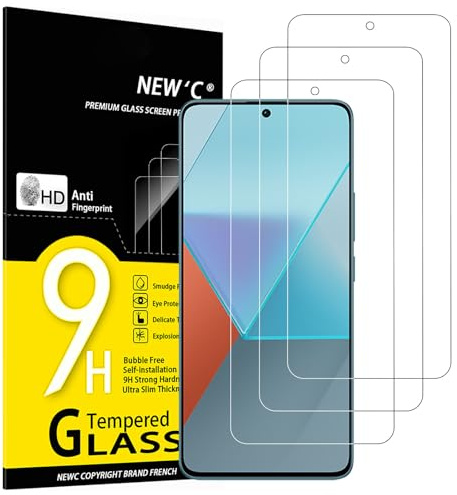 NEW'C 3 Piezas, Protector Pantalla para Xiaomi Redmi Note 13 Pro 5G/4G, (no compatible Redmi Note 13 Pro+)Cristal templado Antiarañazos, Antihuellas, Sin Burbujas, Ultra Transparente, Ultra Resistente