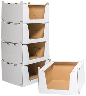 karton-billiger | Stapelkarton aus Wellpappe Lagerkarton Lagerbox Stapelbox weiß, Größe S - 380x360x200mm - nachhaltig (8)