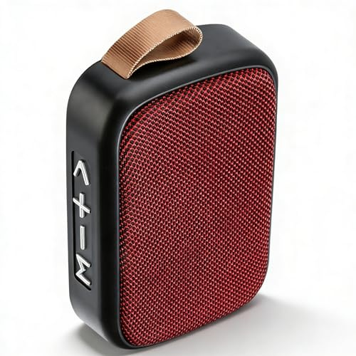 Kleiner tragbarer Bluetooth-Lautsprecher mit 4.2, SD-Karte & USB, 400mAh, Radio, für Outdoor, Reise, Zuhause (Rot)