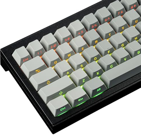 Hyekic PBT Keycaps 121 Keys Custom Gradient Grey Keycaps Letter Side Engraved Transparent Keycap ANSI & ISO Layout for Cherry MX Switches Mechanical Keyboards