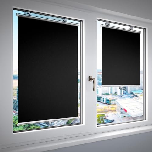Sonnenschutzvorhang mit Saugnäpfen,Verdunkelungsrollos für Dachfenster,Einstellbare Verdunkelungsvorhänge,Für Haus & Küche Schlafzimmer Balkon,W68cm*L125cm(W27in*L49in)-Black