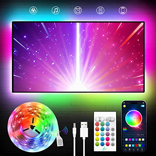 KANTUTOE LED TV Hintergrundbeleuchtung, 7m TV LED Streifen für 70-100 Zoll TV, RGB Led TV Lichter mit Musik Sync, Bluetooth APP & Fernsteuerung Lichtstreifen für Zimmer (23ft)