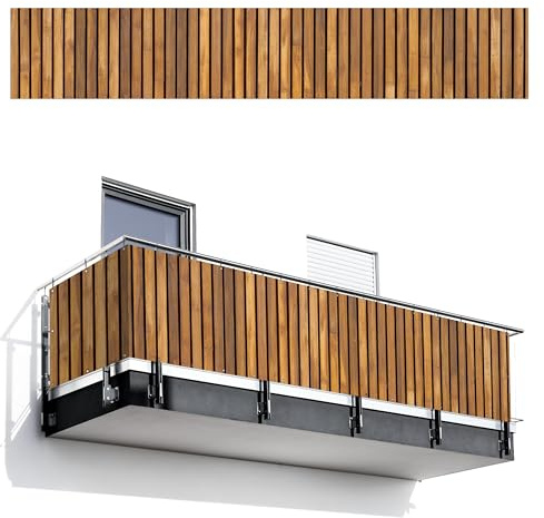 MuchoWow© Sichtschutz/Balkon Einseitig Groß PVC Terrassen Garten ohne | 85x500 cm - bohren Wetterfest Gartenzaun Terrasse Balkonschutz Garten Deco Balkonomrandung Latte - Wand - Latte - Holz