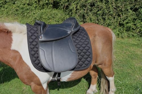 Ruggles Cub Saddle Pad with girth loops | Quilted Cotton | Pony Saddle Cloth (Black)