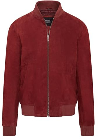 Infinity Leather Mens Burgundy Soft Goat Suede MA-1 Varsity Bomber Jacket