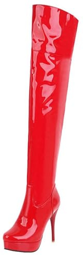 HSyc JRX Plateau Overknee Stiefel Lack Stiletto High Heels Langschaft Stiefel