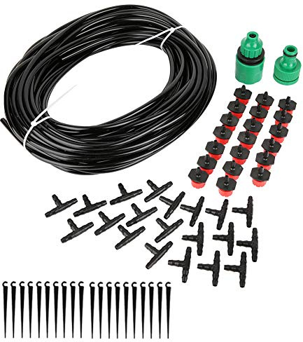 ANKROYU 20 m Irrigation System Kit, Plastic Drip Irrigation Watering System Adjustable, Greenhouse Watering Systems for Including Troughs Hanging Baskets