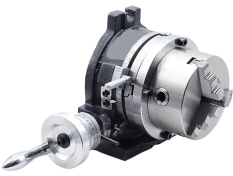 AMEHRU Fresadora de Mandril de Tres mordazas de 4/6 Pulgadas Cabezal de indexación Mesa giratoria Placa de indexación Universal Rotación Vertical Horizontal(4 (80mm Three-Jaw))