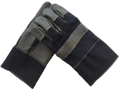 HAODAGE Work Gloves with Cotton Lining, Heat Resistant Cooking Gloves, Soften Ventilate Welding Gloves for Metal Smelting, Forging