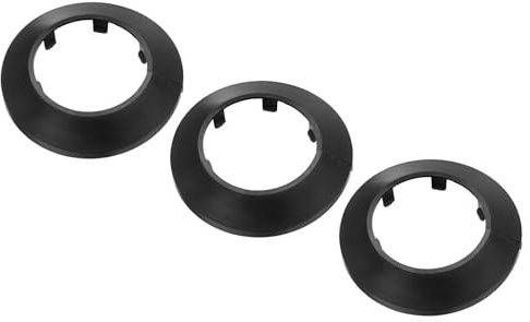 PATIKIL Water Pipe Cover Decoration Fit 3.54/90mm, 3Pcs Flange Water Pipe PP Plastic Escutcheon Plate Collar Drain Line Cover Radiator for Wall Pipe Tube Decor, Black