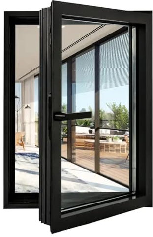 Aluminiumrahmenfenster mit schwarzem Glasflügelfenster, mit Garngeflecht-Dachfenster mit mehrfacher Öffnungsverstellung, wasserabweisende, isolierte Beleuchtung(40x50cm/16x20in)