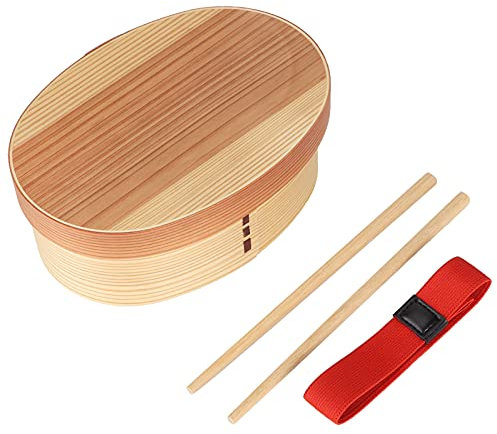 Luocute Fiambreras de Madera, 6,89 X 4,72 X 2,56 Pulgadas, Contenedores de Almuerzo de Madera Cuadrados Naturales Tradicionales Japoneses, Kit de Caja BentoS de Madera para Mujeres,
