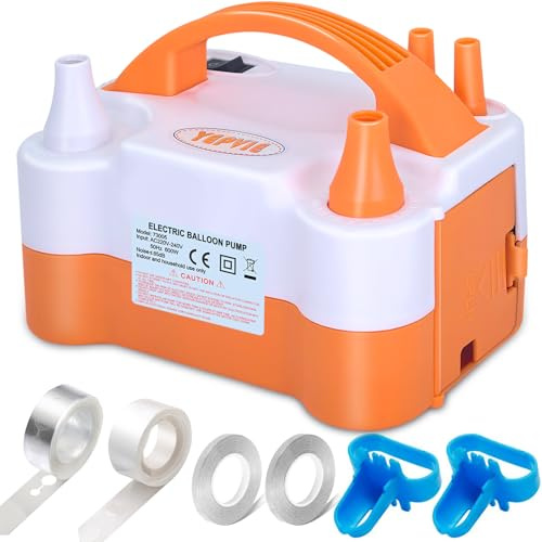 YEPVIE Electric Balloon Pump UK, Portable 2 Modes Balloon Inflator with 6 Balloon Arch Kits, Electric Air Pump for Balloons, Professional Electric Balloon Blower Machine for Birthday Party Decoration