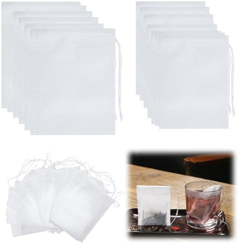 Ensemble de 500 Filtre à Thé - Sachet Thé à Remplir Jetable - Sachets de Thé à Remplir Réutilisables - Filtres à Thé Écologiques - Parfait pour Infuseur de Thé, Café et Autres,Jetables avec Cordon