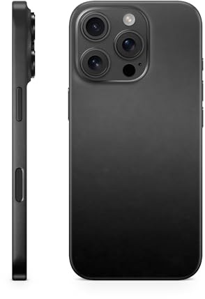 TF Skins Skins Compatible avec iPhone 16 Pro et 16 Pro Max, film de protection d'écran à couverture complète à 360° ou arrière seulement (couverture complète, noir mat, iPhone 16 Pro)