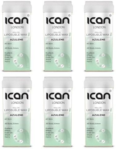 Ican London Azulene Liposoluble Roll-On Wax Cartridge, 100ml, 6-Pack
