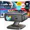 Horlat Vidéoprojecteur 4K Supporté【Android 12 & Rotation 360°& Port WAN】25000 Lumens Full HD 1080P Auto Correction WiFi6 Bluetooth Projecteur - Zoom 50% Projecteur Vidéo de Jour Home Cinéma/Extérieur