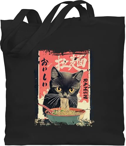 Shirtracer - Baumwolltasche - Ramen Nudeln Katze Japan Anime Geschenke Katze I Manga Geschenk Kawaii Geschenk Cute Stuff Y2K I Japanese I Cat