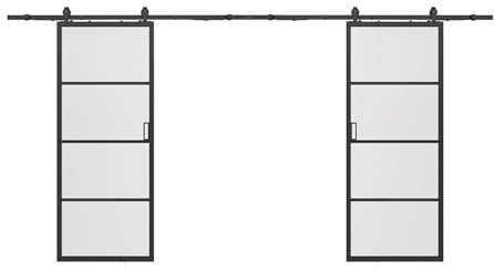 Vente-unique-Porta Scorrevole Doppia con Esterno Muro Alluminio e Vetro Temp. Trasparente 2xH205xL63cm - SINCA II