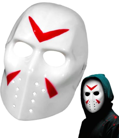 HORROR HOCKEY MASKE – UNISEX SCARY Kostüm Party Cosplay Prop | Gesicht zu Halloween Kostüm verstellbar Maske | gruseliges und lustiges Mode-Accessoire für Erwachsene und Jugendliche auf Partys E